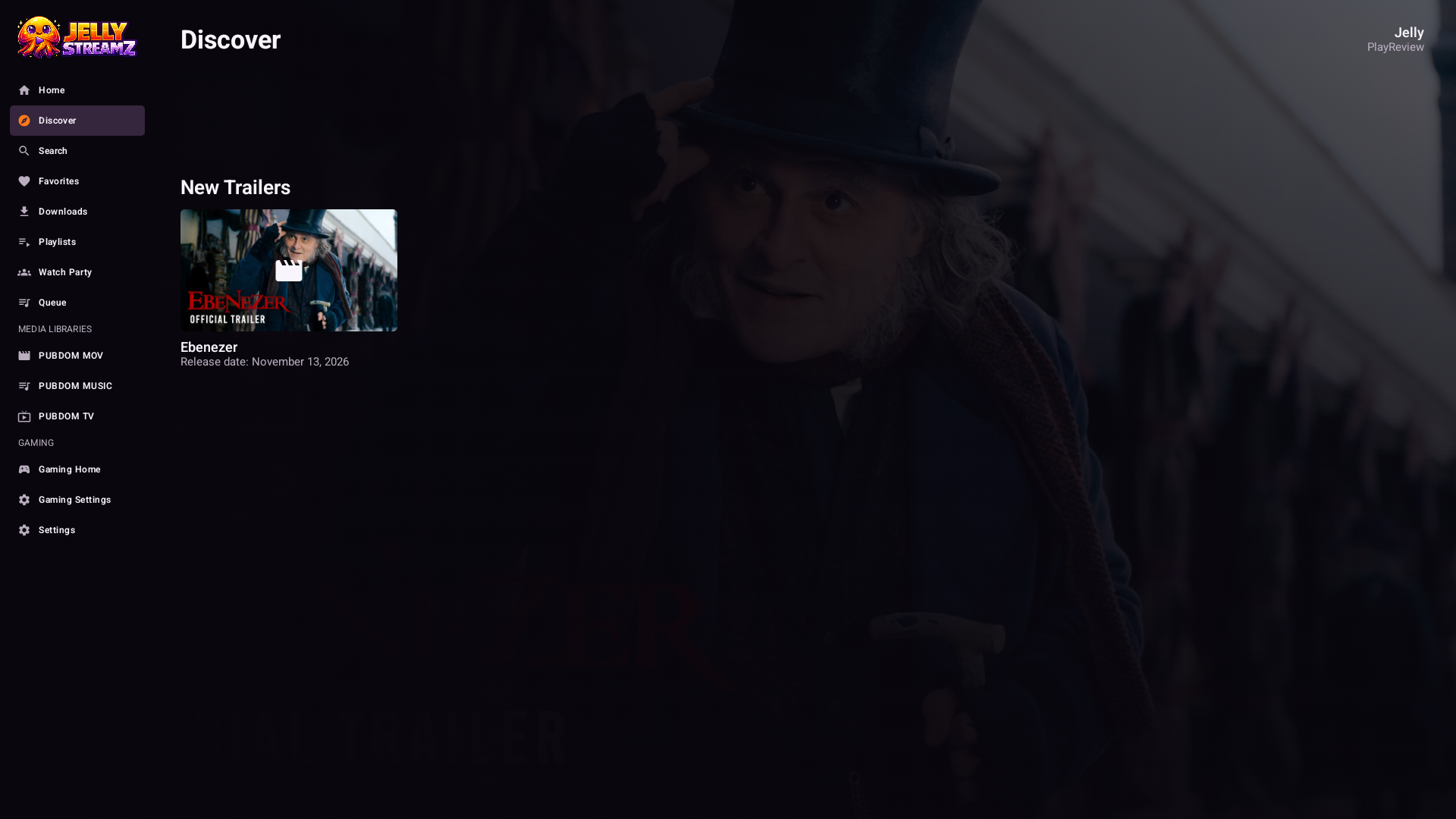 JellyStreamz Discover screen on Android TV and Shield