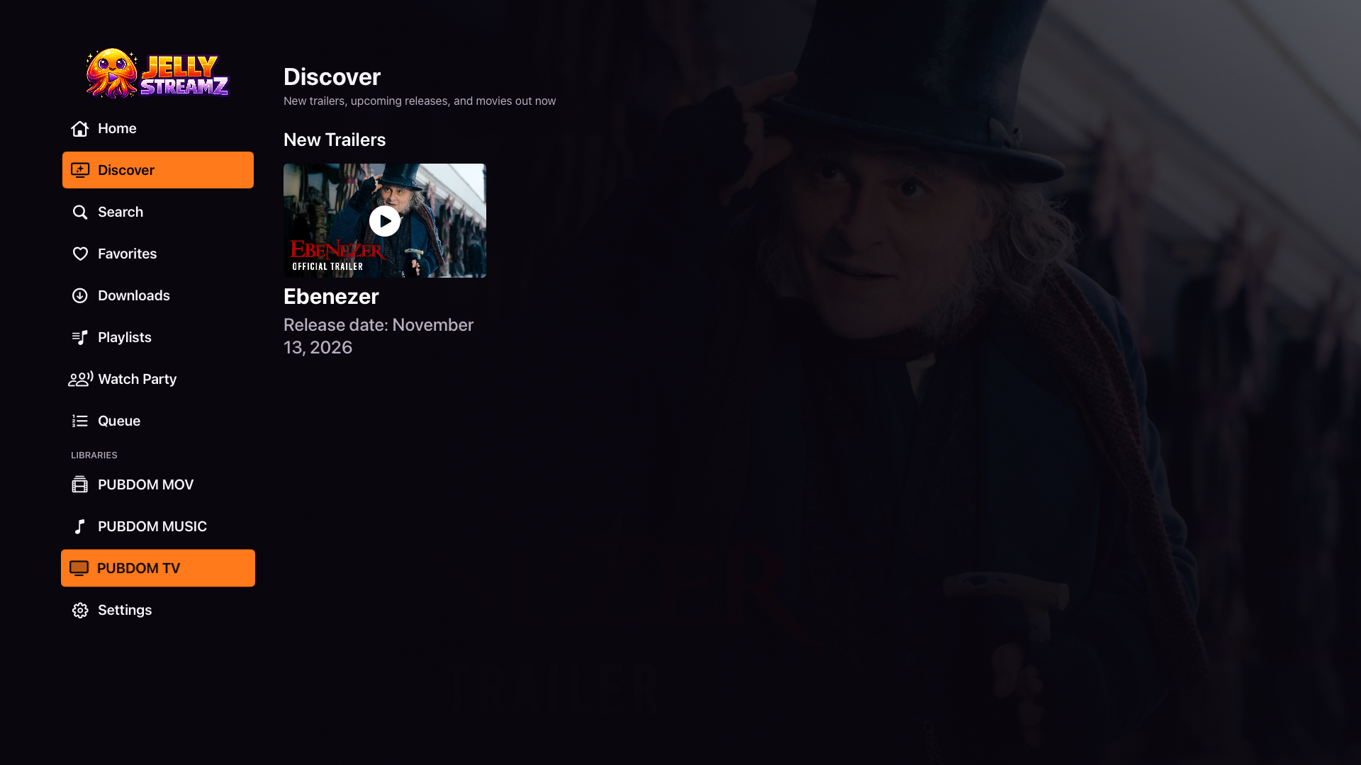 JellyStreamz Discover screen on Apple TV
