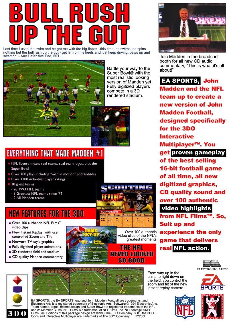 John Madden Football box back