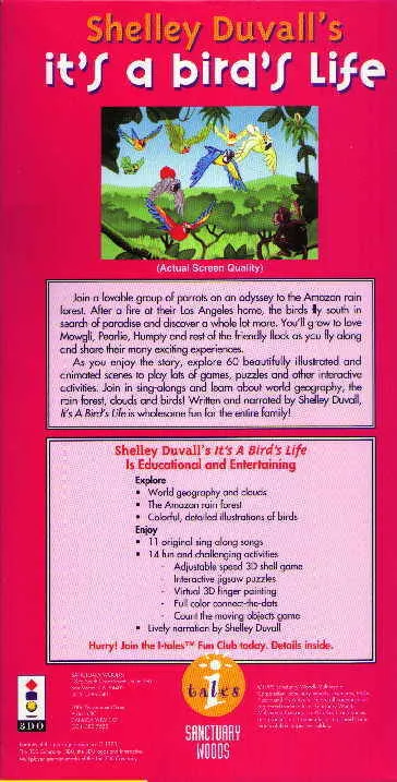 Shelley Duvall's It's A Bird's Life box back