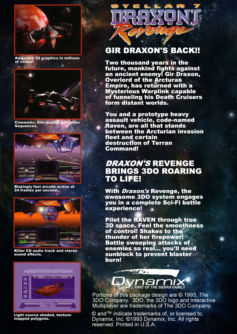 Stellar 7: Draxon's Revenge box back