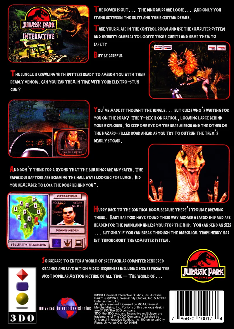 Jurassic Park Interactive box back