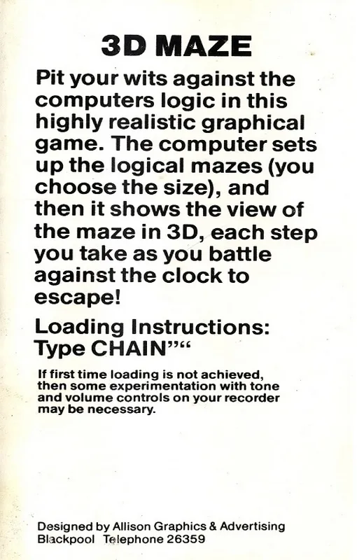 3D Maze box back