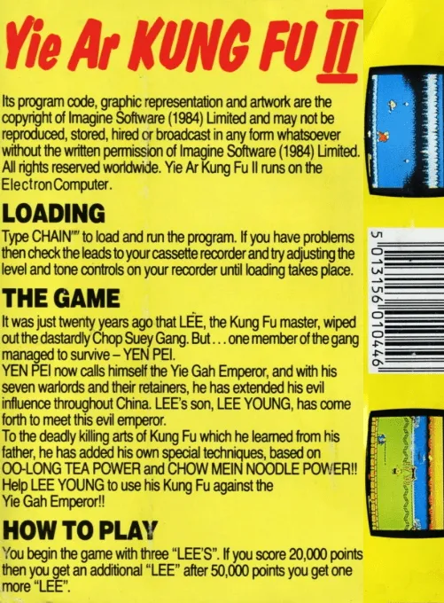 Yie Ar Kung-Fu 2 box back