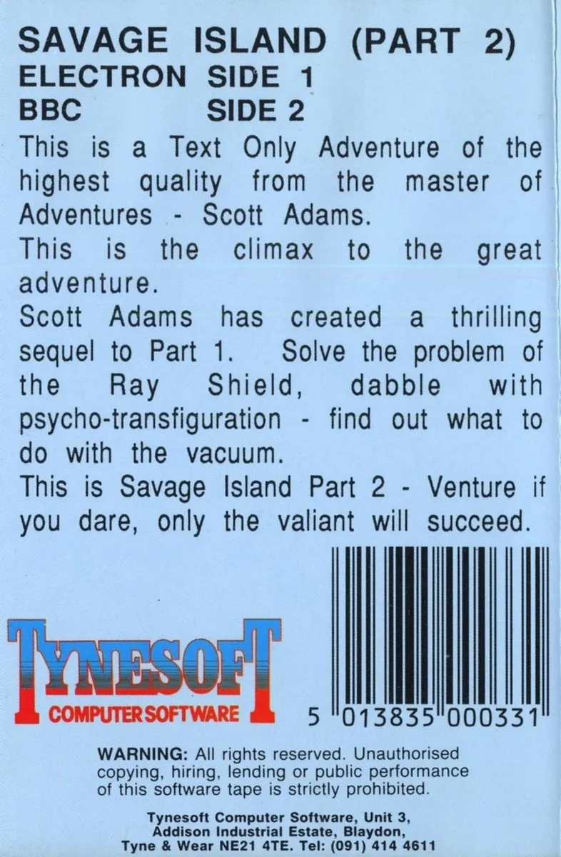 Savage Island Part Two box back