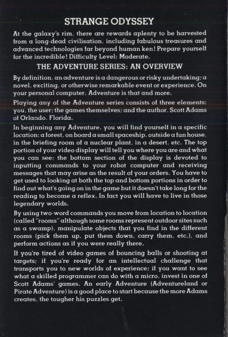 Strange Odyssey box back