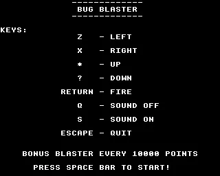 Backdrop artwork for Bug Blaster