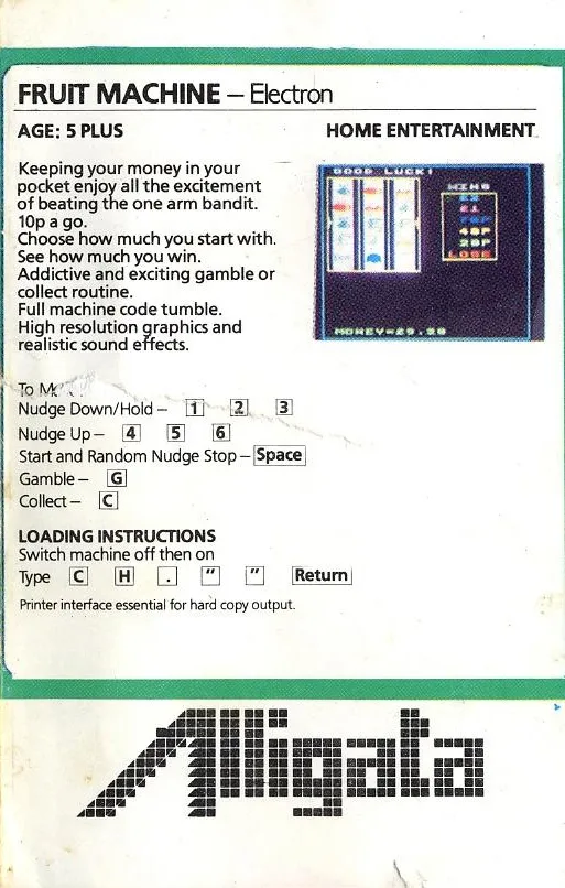 Fruit Machine (Superior Software) box back