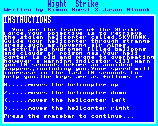 Backdrop artwork for Night Strike