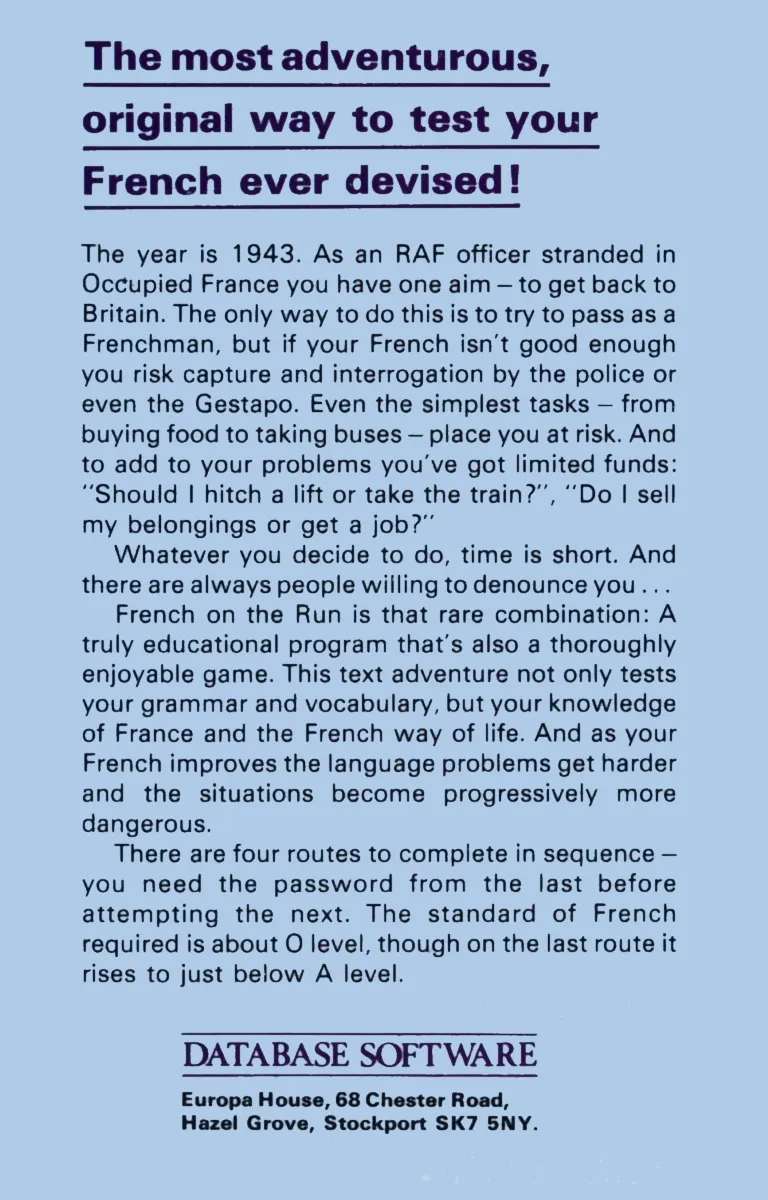 French on the Run! box back
