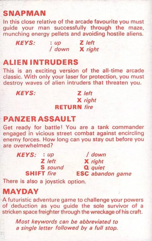 Classic Arcade Games box back