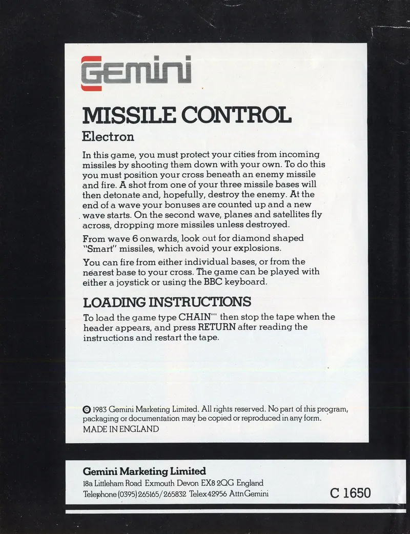 Missile Control box back