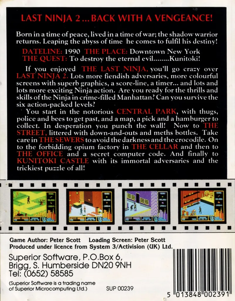 The Last Ninja 2 box back