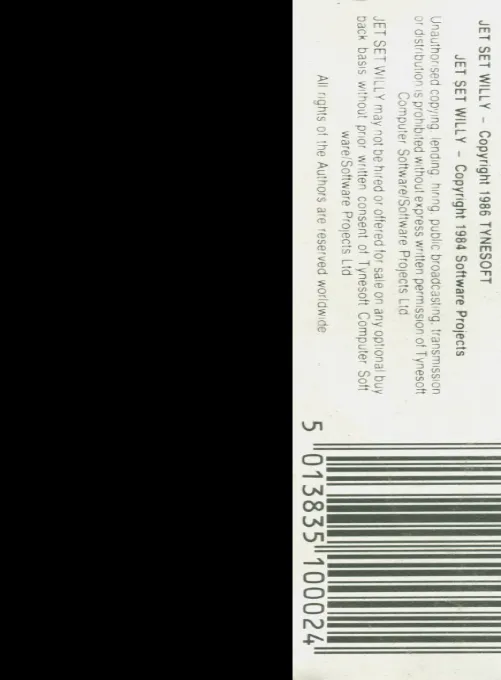 Jet Set Willy II box back