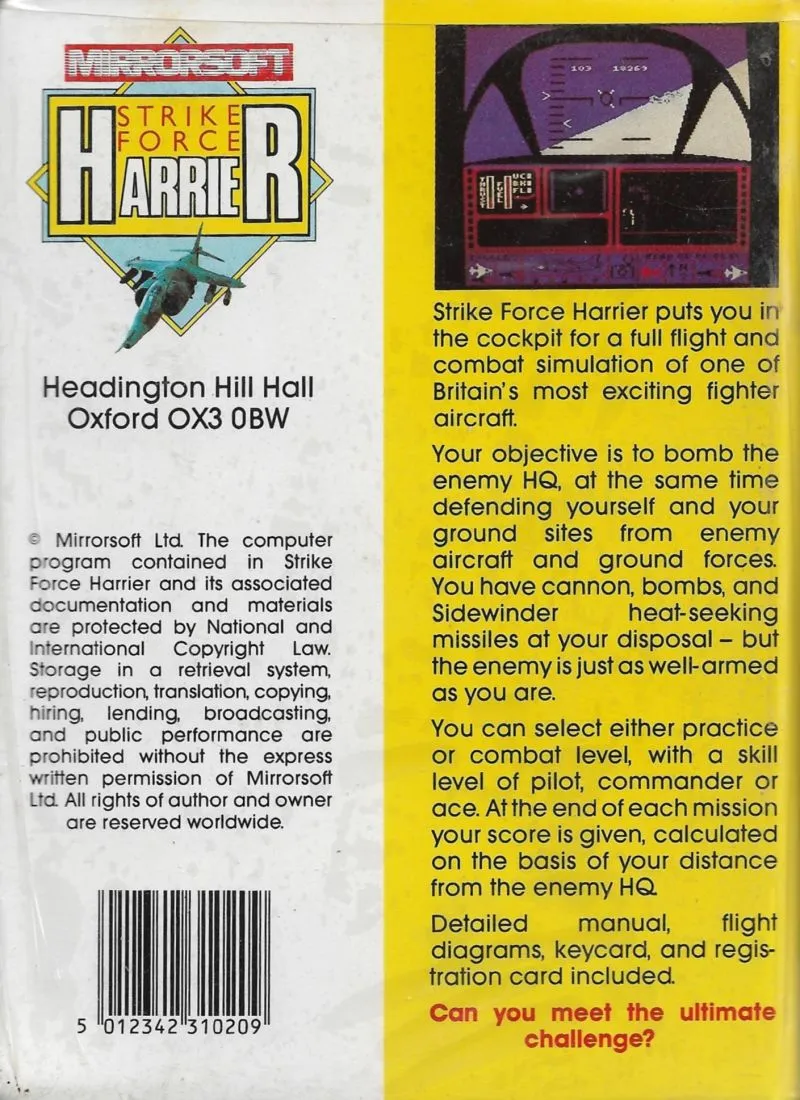 Strike Force Harrier box back