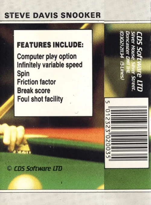 Steve Davis Snooker box back