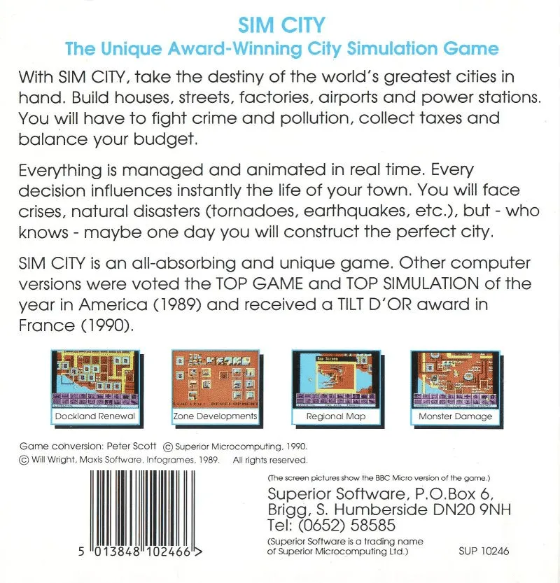 Sim City box back