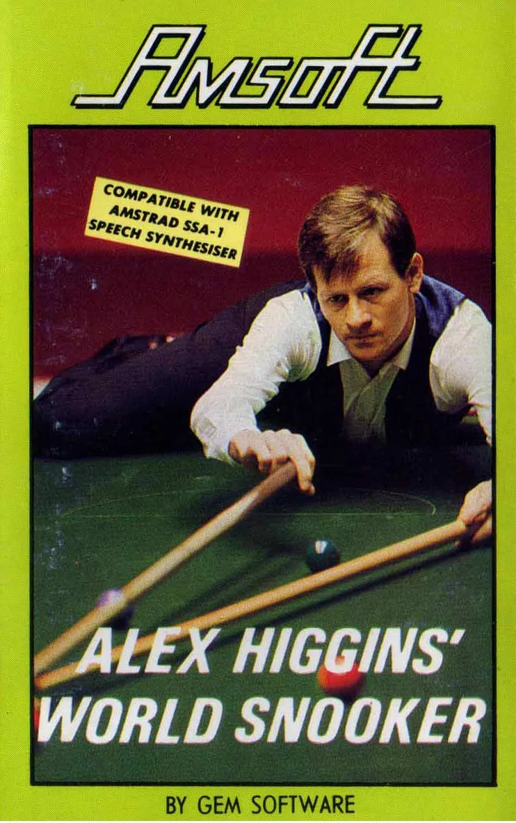 Alex Higgins' World Snooker cover art for Amstrad CPC
