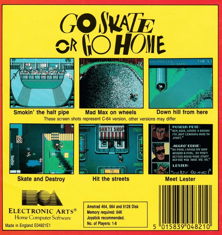 Skate or Die box back