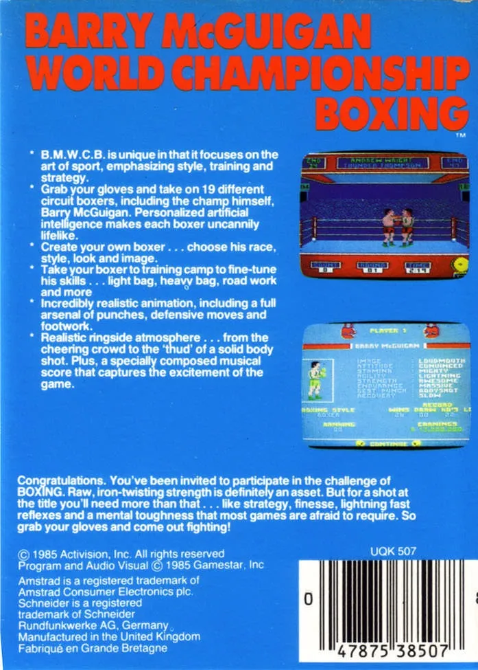 Barry Mc Guigan's Boxing box back
