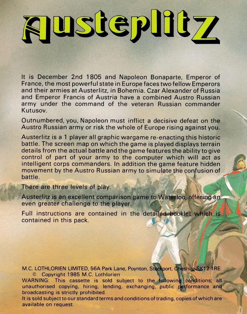 Battle of Austerlitz box back