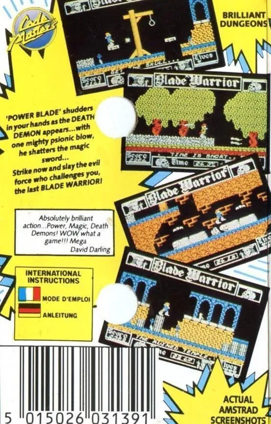 Blade Warrior box back