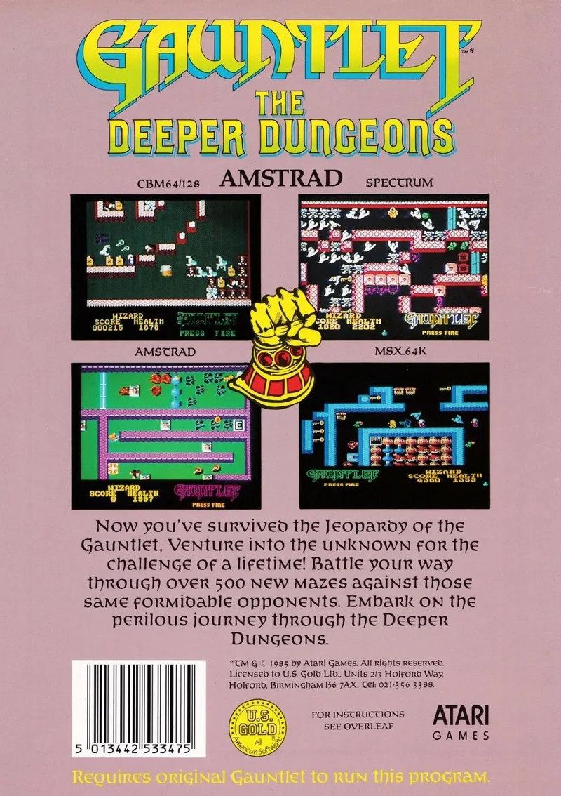 Gauntlet: The Deeper Dungeons box back