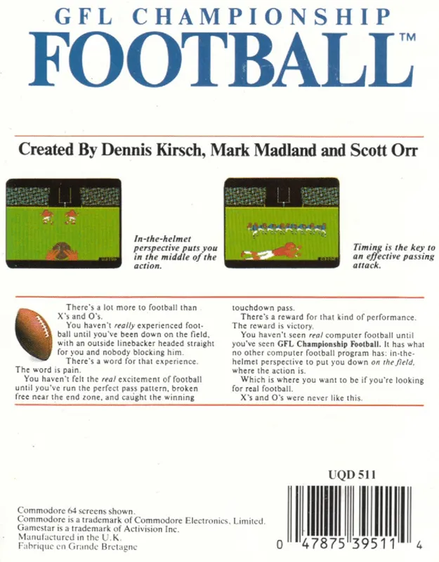 GFL Championship Football box back