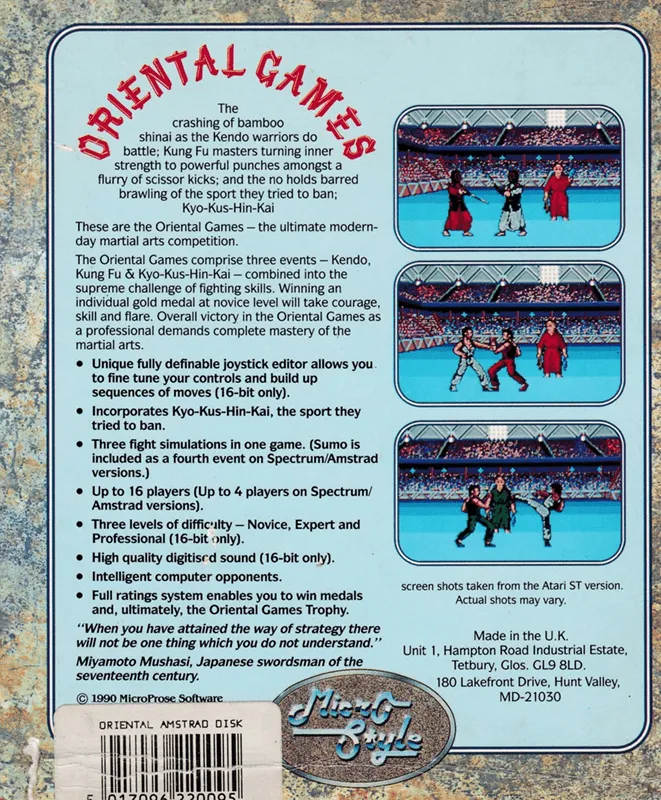 Oriental Games box back