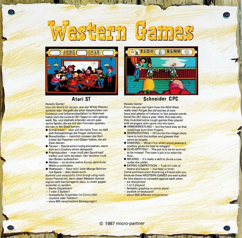 Western Games box back