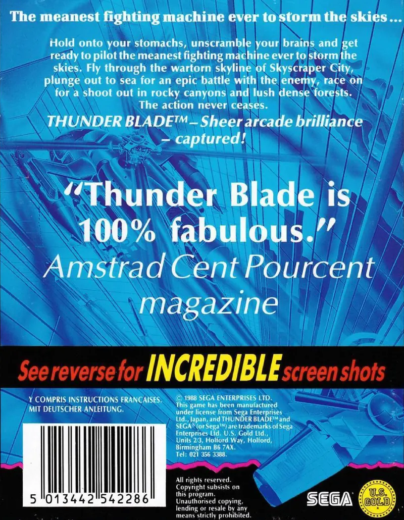Thunder Blade box back
