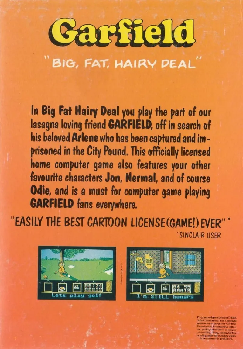 Garfield: Big, Fat, Hairy Deal box back