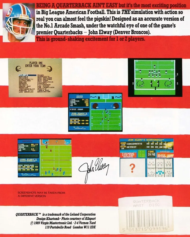 John Elway's Quarterback box back