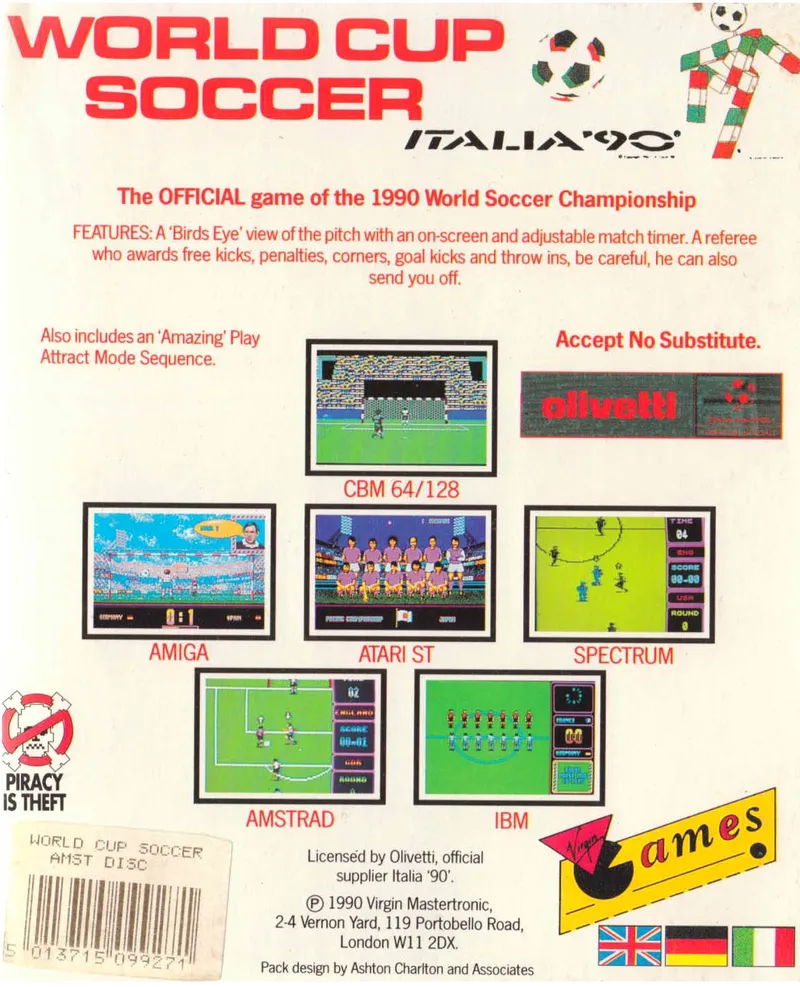 Italia '90: World Cup Soccer box back