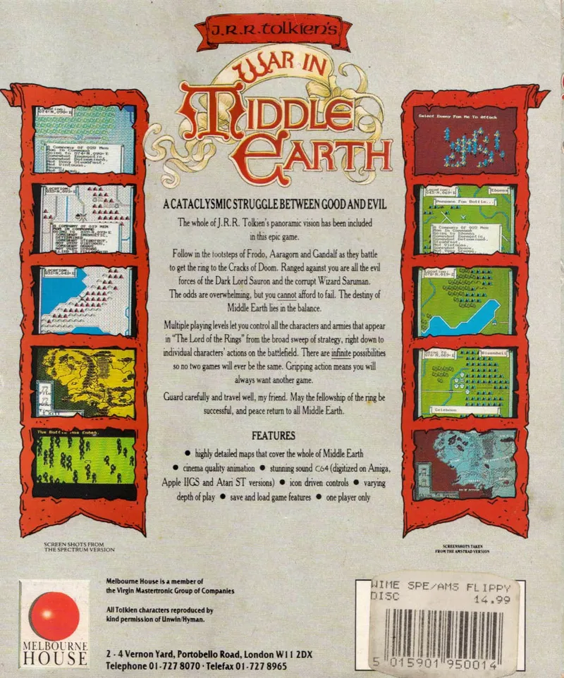 War in Middle Earth box back