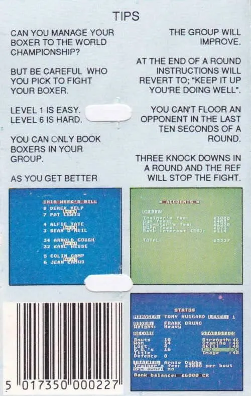 Boxing  Manager box back