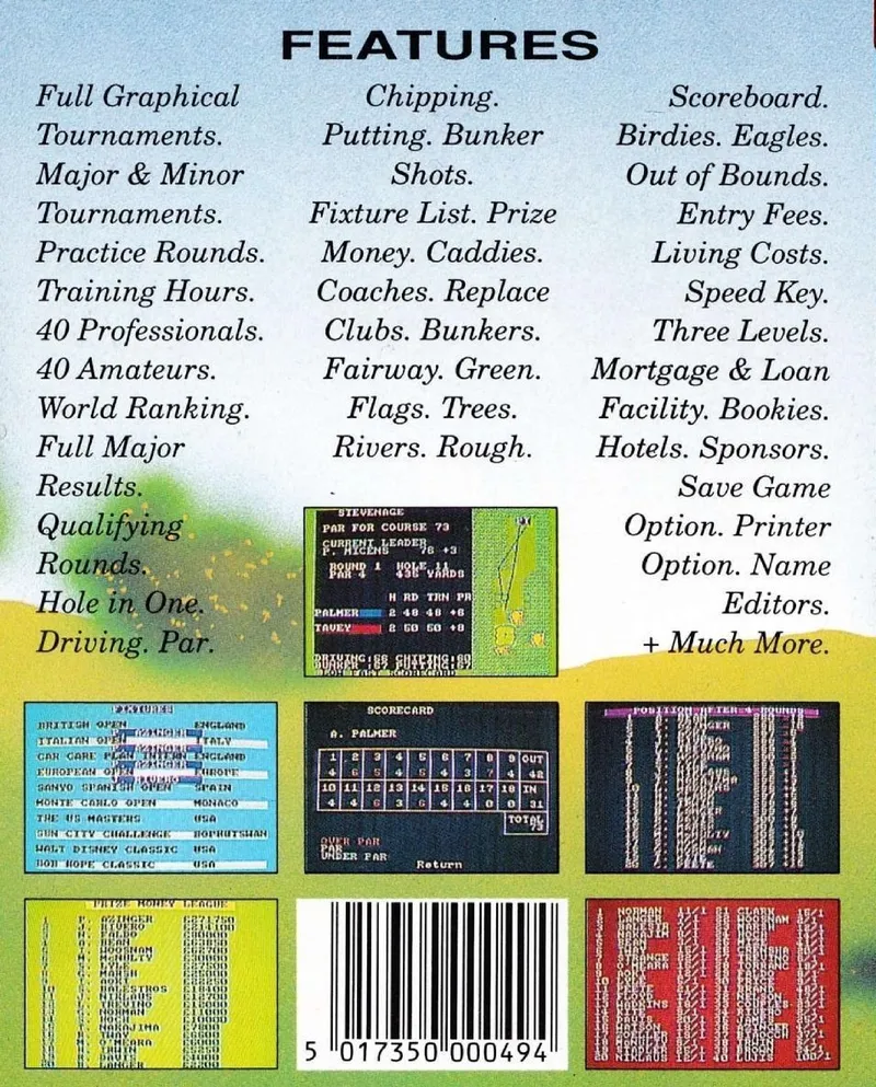 Championship Golf box back