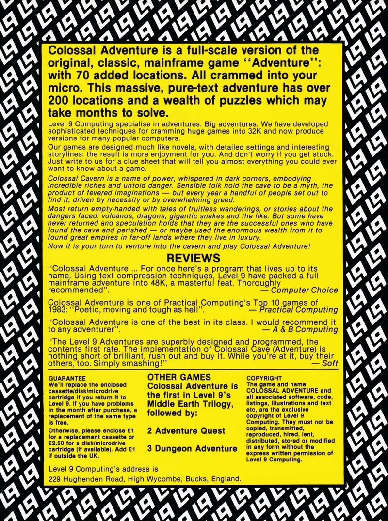 Colossal Adventure box back