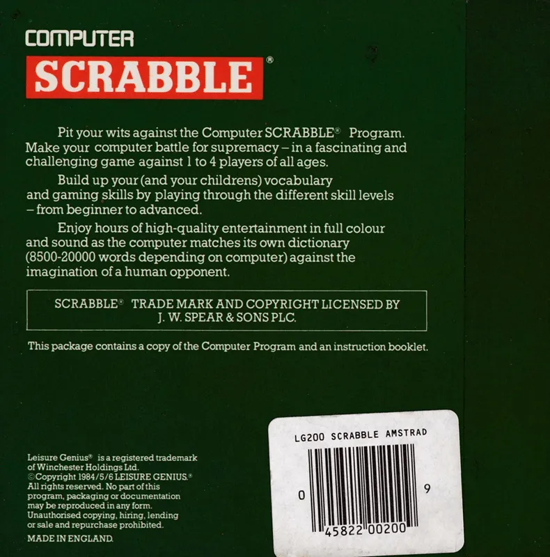 Computer Scrabble box back