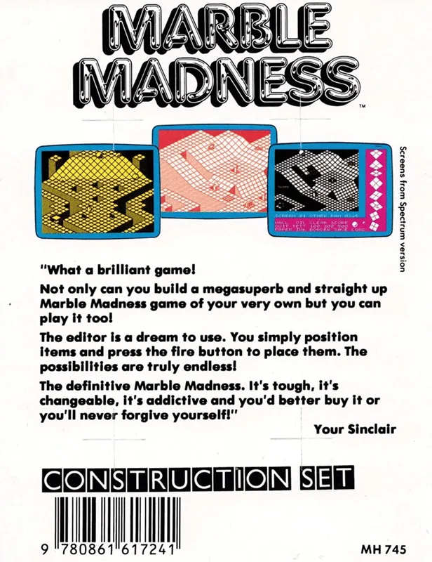 Marble Madness: Construction Set box back