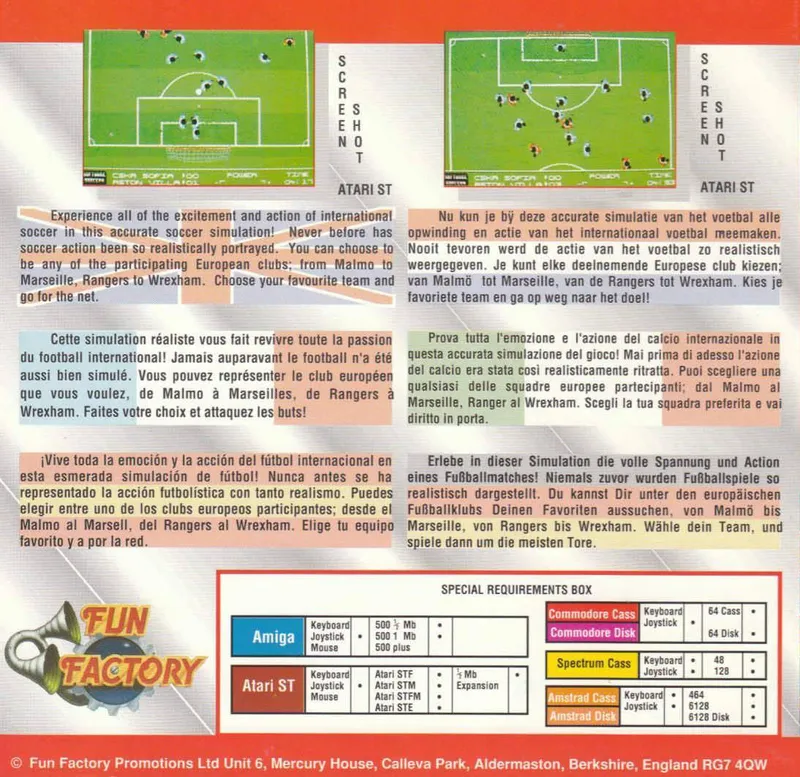 European Soccer Challenge box back