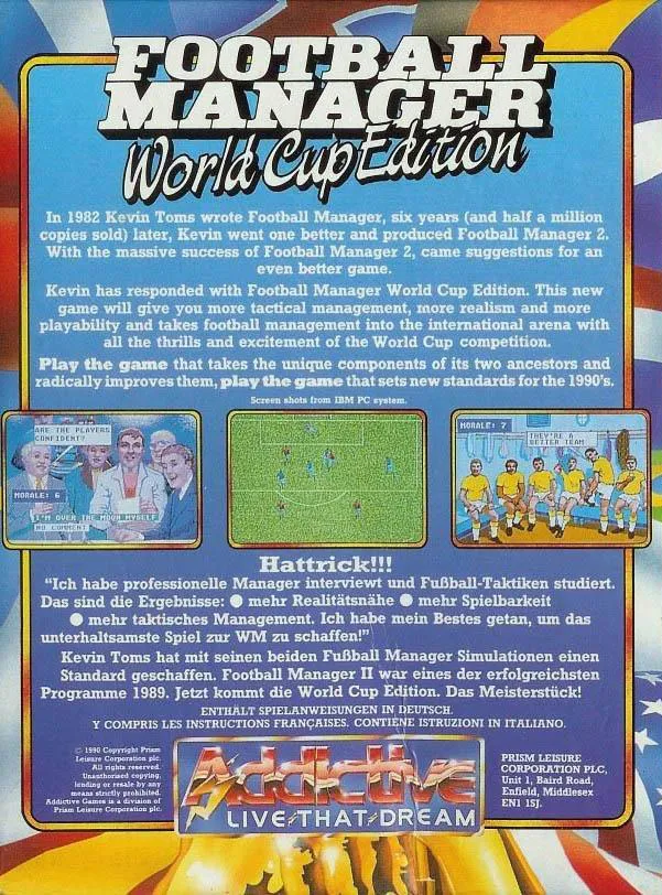 Football Manager: World Cup Edition box back