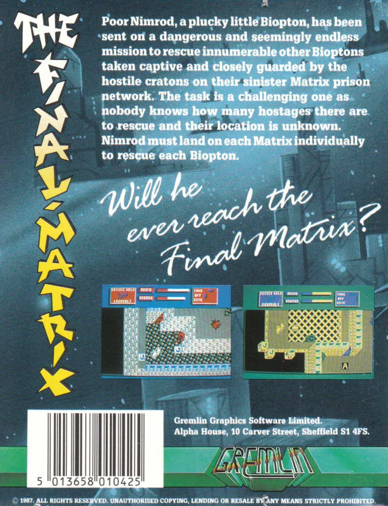 The Final Matrix box back