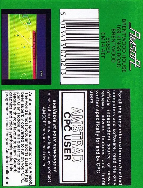 Glen Hoddle Soccer box back
