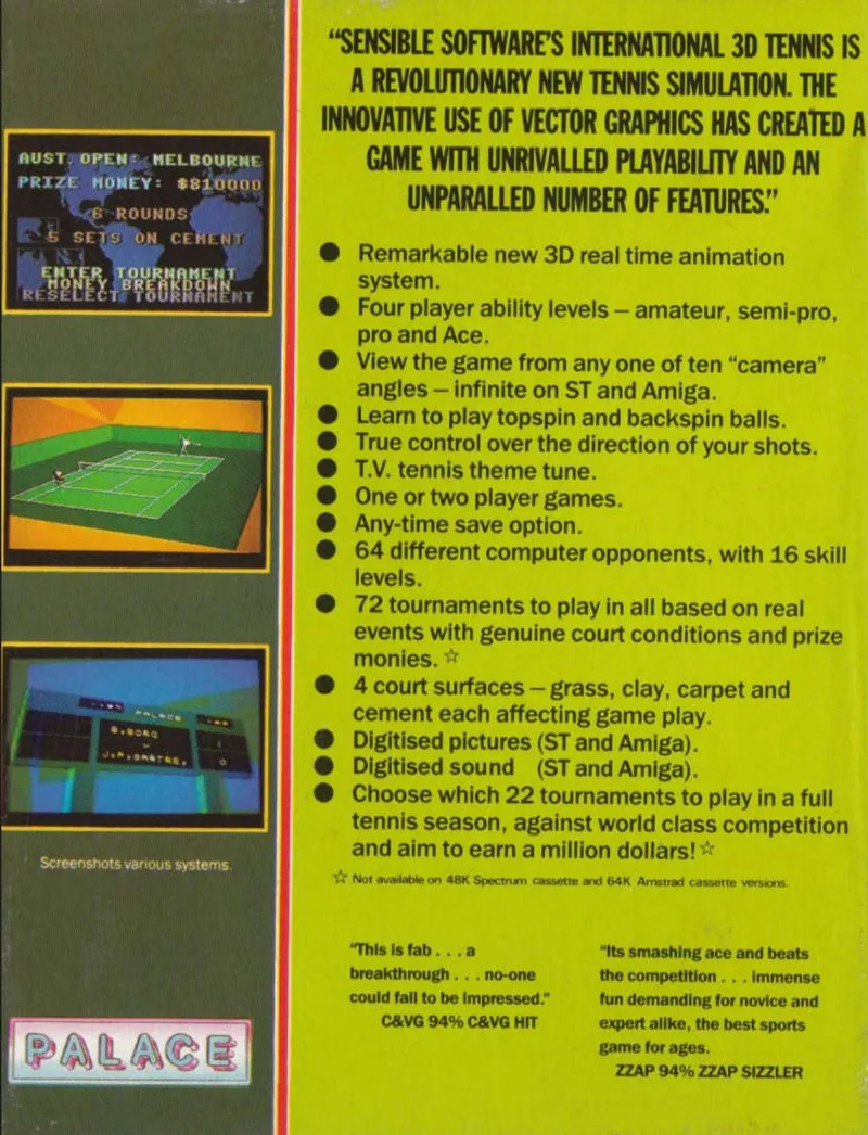 International 3D Tennis box back