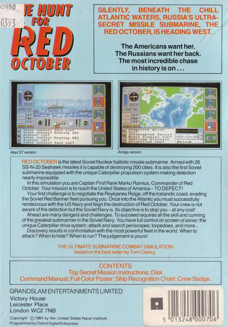 The Hunt for Red October box back