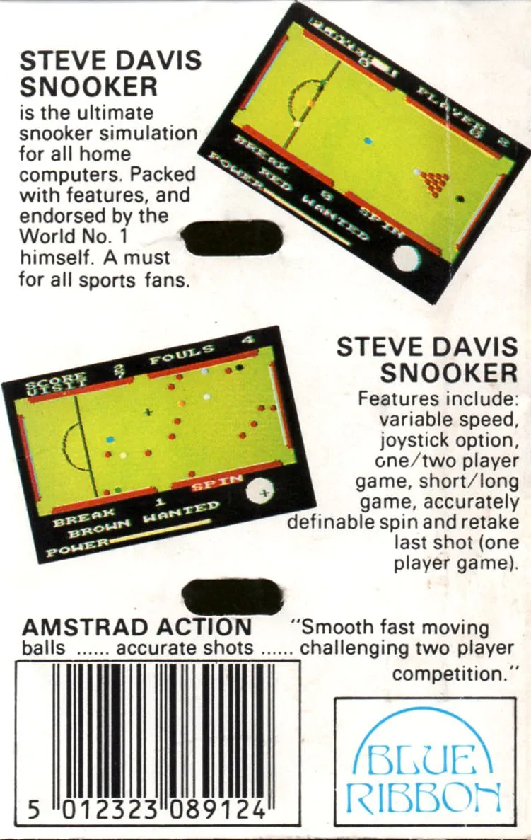Steve Davis Snooker box back