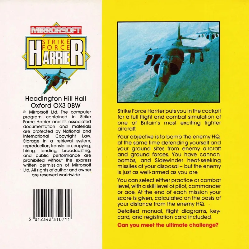 Strike Force Harrier box back