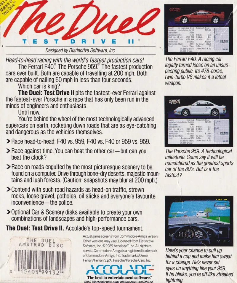 Test Drive II - The Duel box back