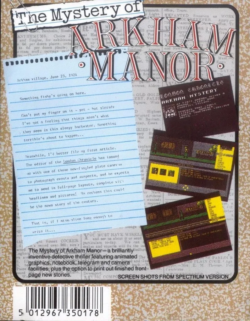 The Mystery of Arkham Manor box back